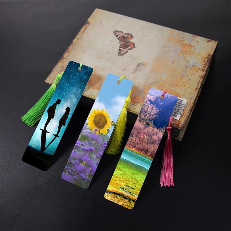 2025 Trend 50Pcs Sublimation Bookmark Blank Heat Transfer Aluminum Metal Bookmarks Bulk DIY Bookmarks With Hole And Colorful Tas