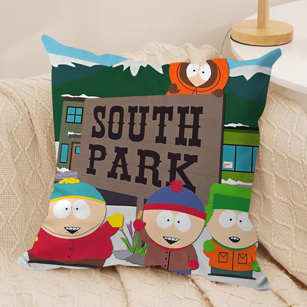 Cartoon Classic SSouth PPark Cushion Cover Silky Short Plush Invisible Zipper Dustproof Sofa Pillow Case For Home Decor