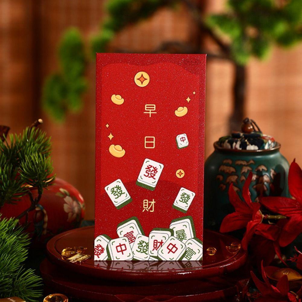 6pcs/set Cartoon Fortune Red Envelope Chinese Style Blessing Hongbao  Lunar New Year