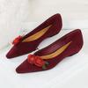 Women Flower Flocks Casual Shoes Pointed Toe Shallow Mouth Single Shoes Outdoor Office Flats Driving Walking Shoes Size 35-43