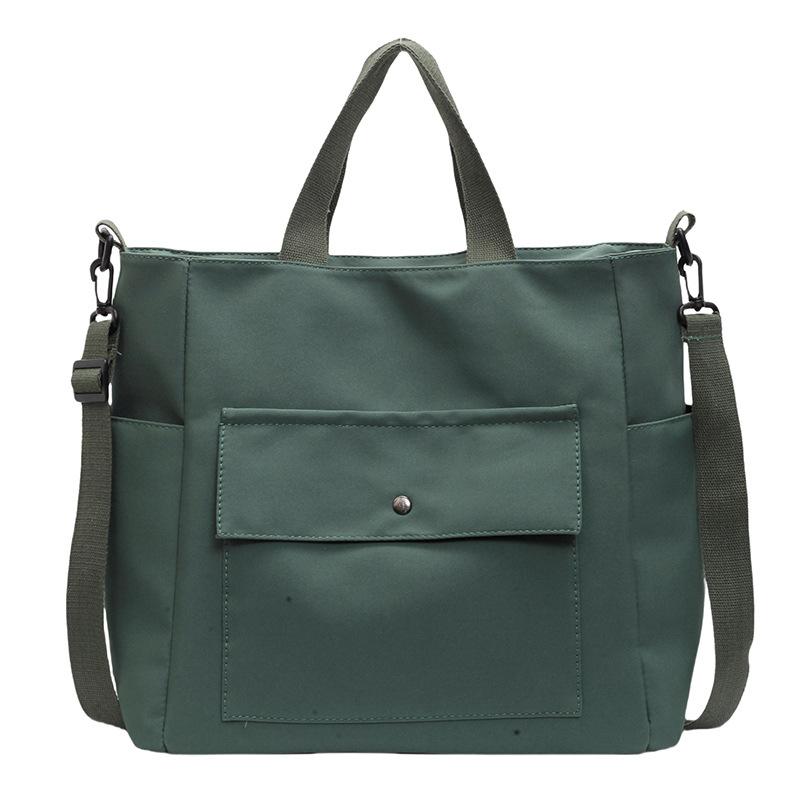 

Сумка для поездок на учебу для студенток большой вместимости, женская 2025 новая простая повседневная на плечо, тоут, хозяйственная сумка зелёный