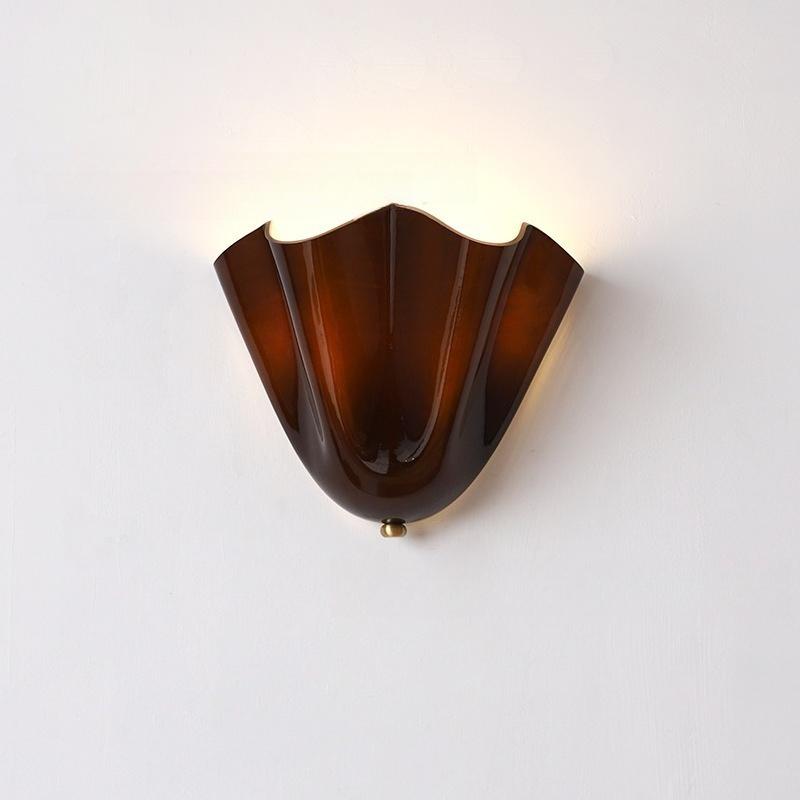 New Retro LED Glass Wall Lamp Shell Modeling Living Room Background Wall Corridor Bedroom Bedside Decorative Lighting