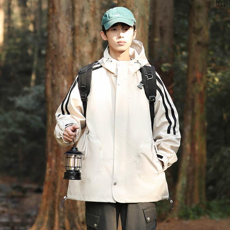 Spring and Autumn New Windproof Tooling Jacket Hooded Jacket Outdoor Sports Men's Loose Charge Top