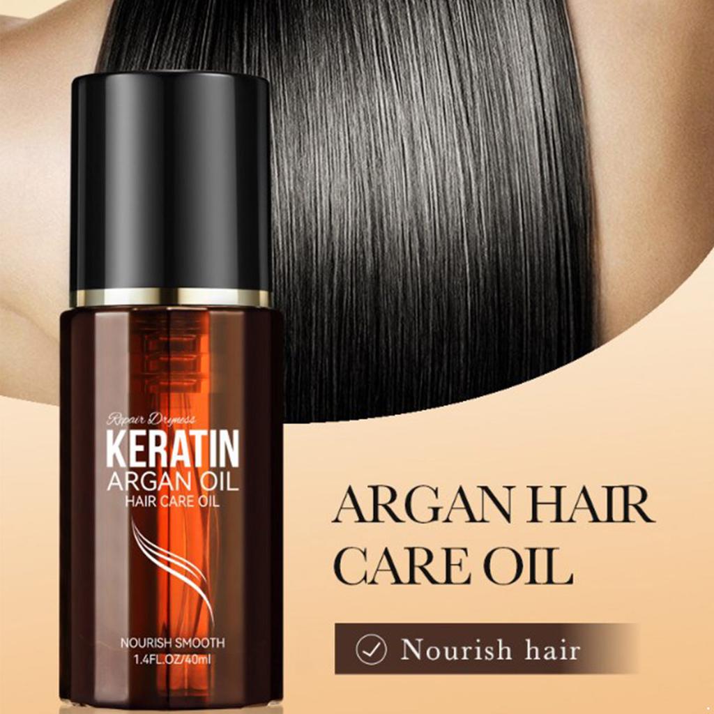 1Pc 40ml Keratin & Argan Oil Hair Care Serum – Plant Extracts for Split Ends, Smoothing, Restoring Shine