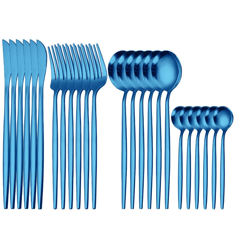 24Pcs Stainless Steel Dinnerware Set Kitchen Green Gold Cutlery Set Knife Fork Spoon Flatware Tableware Minimalist Silverware