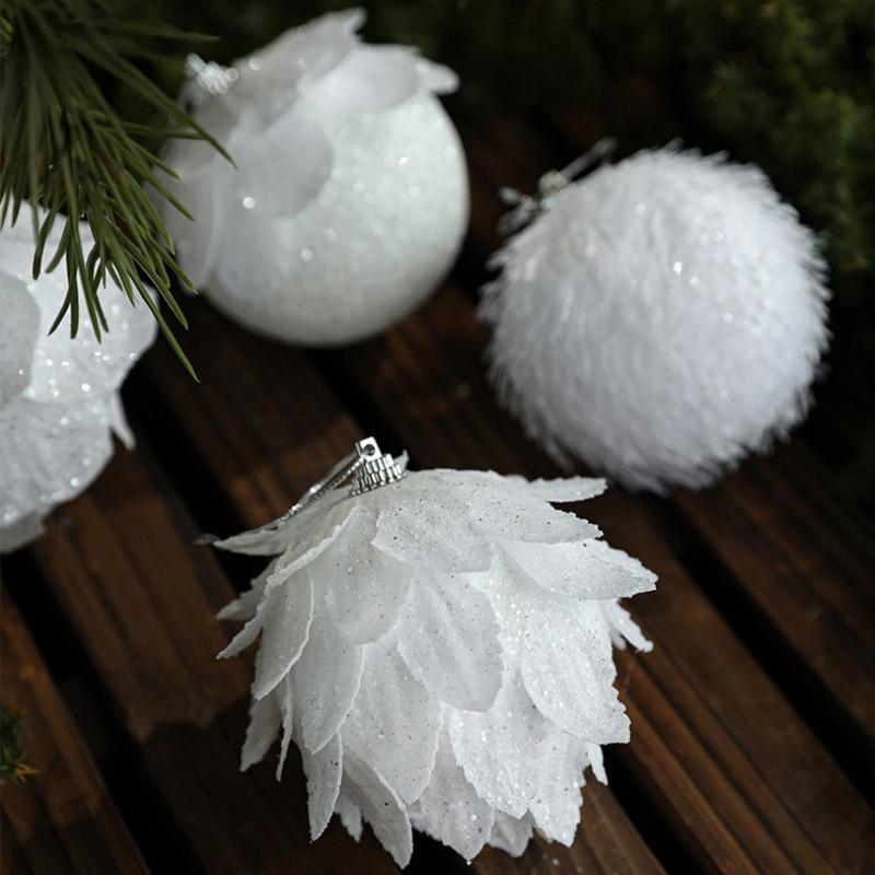 Festive White Christmas Foam Ball – Snow Flower Design for Xmas/New Year Home Décor