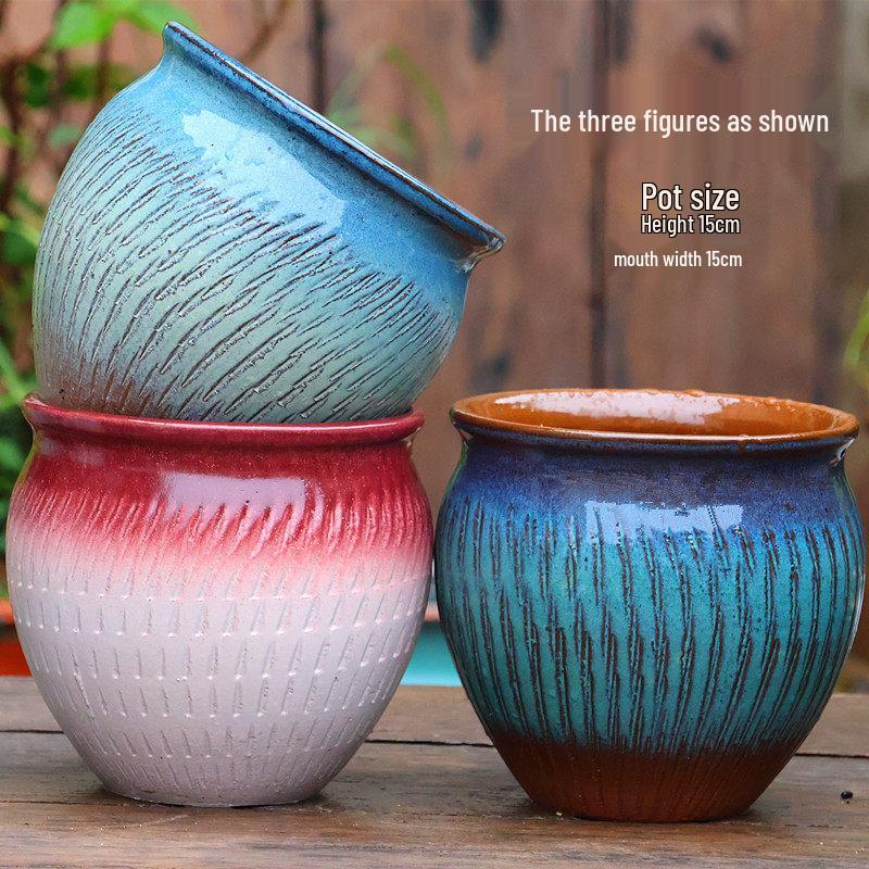 Large Retro Square Ceramic Succulent and Orchid Pot