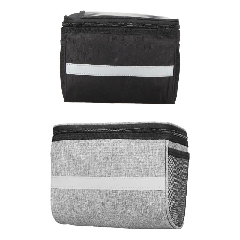 Bicycles Handlebar Bag Bike Panniers Coolers Bag with Reflective Strips Front Handlebar Storage Pouches Cycling Accessory