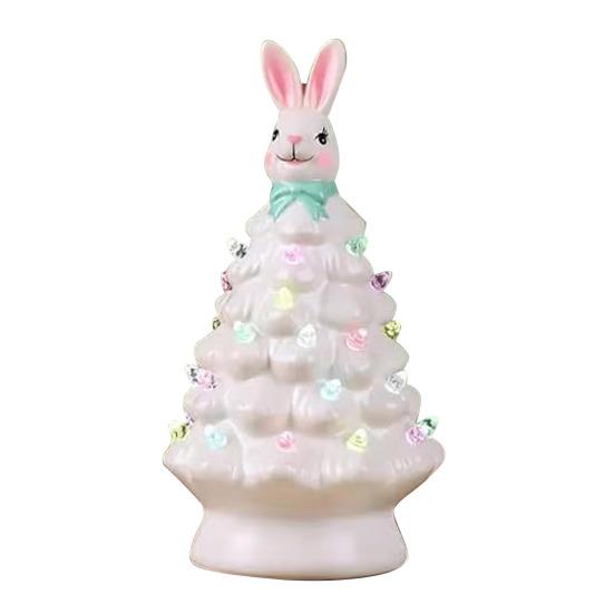 

Yousheng Easter Bunny Tree смоляное украшение на дерево кролик с красочной лампой, светящееся дерево с верхушкой в виде кролика, ночной светильник для домашнего пасхального украшения A белый