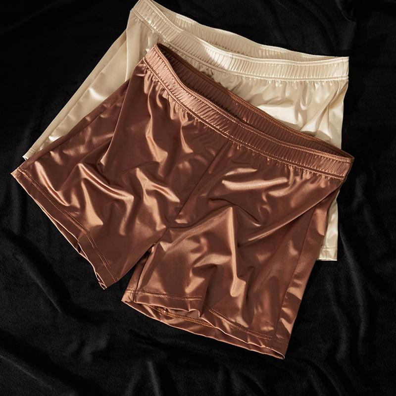 Pánské Pánské Šortky Prodyšné Saténové Luxusní Kalhotky Chladivé Ledové Hedvábí Boxerky Pohodlné Bezešvé Vysoce Elastické Jednobarevné 1 ks