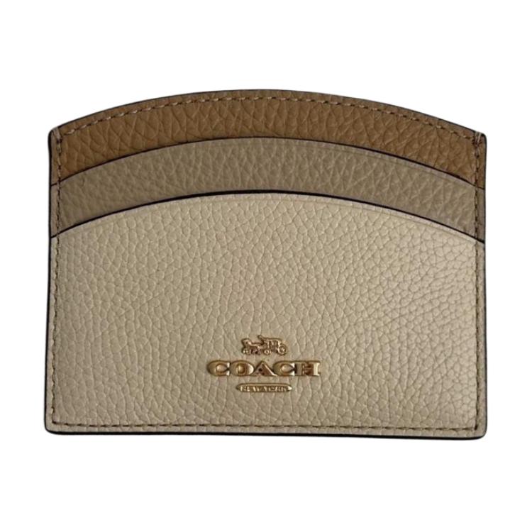 

Coach Card Case 10 Gold Letter Float Logo Polished Pebble Leather Women Card Case Ivory CU137-IMOQY Gold with Ivory