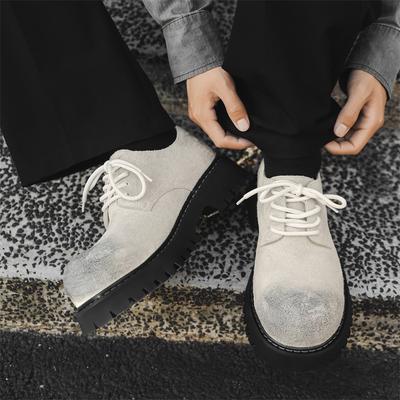 Derby Thick Soled Men's Shoes Trendy British Youth Style Outdoor Street Walking Black and Brown Plus Hot Selling Size 38-46