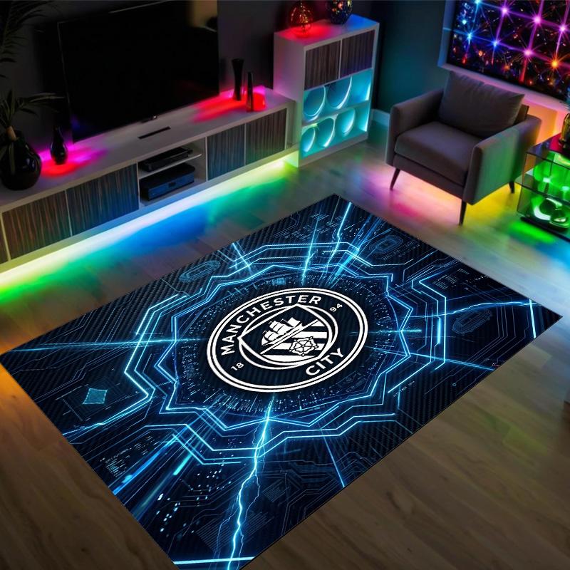 Manchester City Design Kristal Fluweel Tapijt Gezellig Niet?Antislip Bedrukt Tapijt Voor Slaapkamer Woonkamer Entree