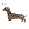 Retro Dog Shape Brooch Shining Rhinestones Inlaid Pin Suit Lapel Shawl Animal Badge Outfit Clothing Accessories