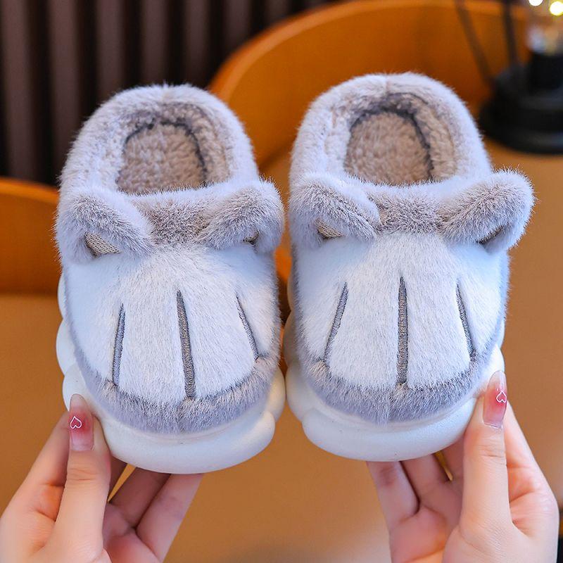 

Детские хлопковые тапочки с героями мультфильмов для мальчиков и девочек, домашние тапочки для осени и зимы, нескользящая детская хлопковая обувь на толстой подошве 32-33 серый