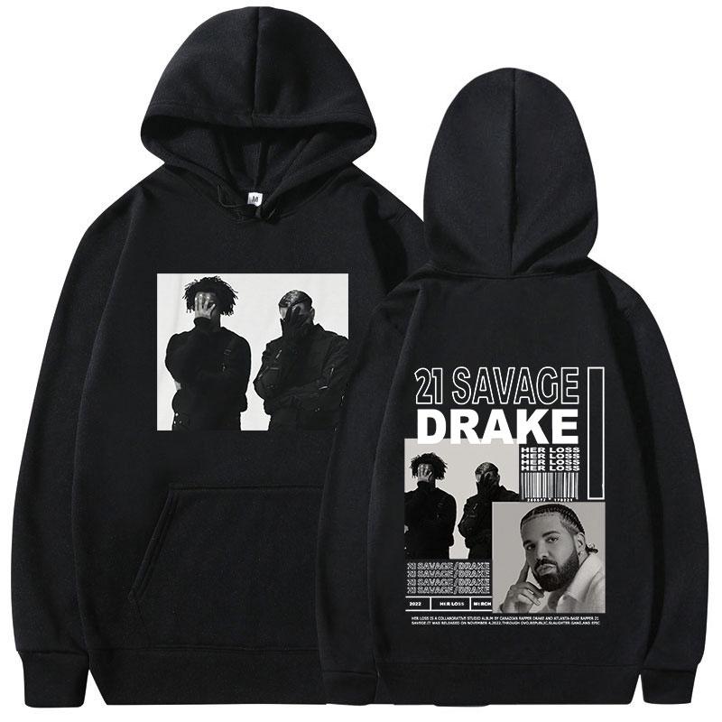 Rapper Drake Music Album Cover Graphic Hoodies Men's Fashion Hip Hop Vintage Sweatshirts Autumn/Winter Fleece Warm Pullovers Y2k