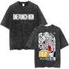 Anime One Punch Man Saitama T-shirt Men Women Fashion Vintage Washed Short Sleeve T Shirts Cotton Oversized T-shirts Streetwear