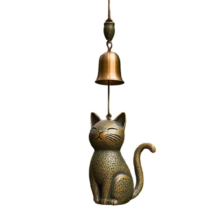 Automotive Rearview Mirror Decoration Elegant Cats Shaped Wind Chimes Ornament with Soft Chimes Sound for Home and Garden