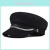 Women Color Solid Stylish Beret Cap Chain Decor Winter Spring Wear Travel Hat