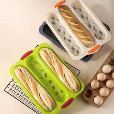 Baguetteform 3 Schlitze Belüftungslochdesign Isolierter Griff Leichtes Entformen Brotzubereitung Backform Küchenwerkzeug für Haushalt