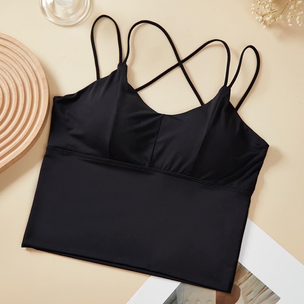 Letný tielko s vypchávkami na prsia z ľadového hodvábu, crop topy s halter krkom, dámske letné camisole, camisole bez chrbta, módne bandeau, dámska crop vesta bez rukávov
