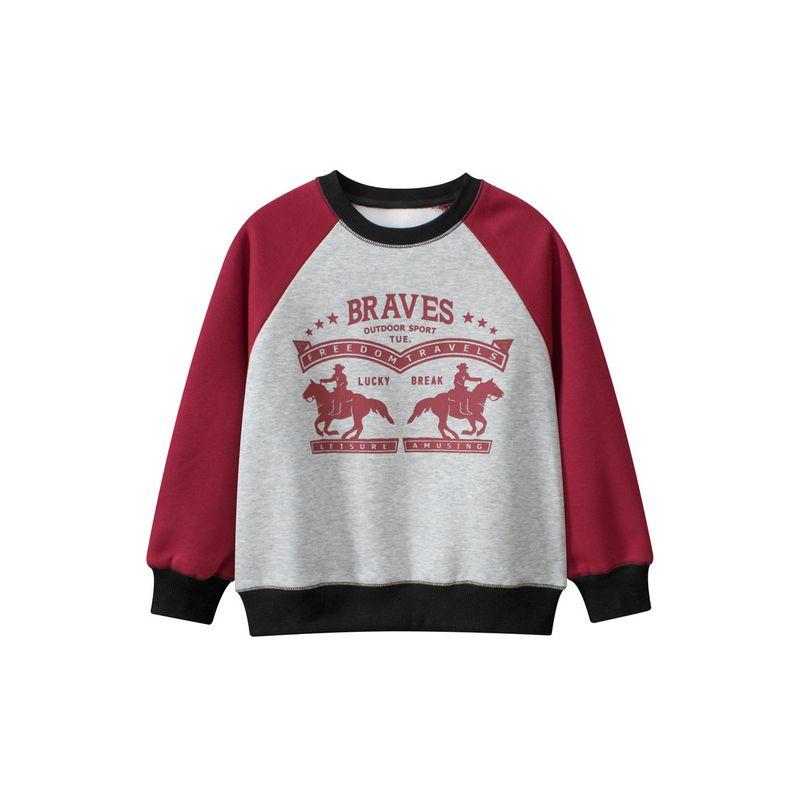 Children s Clothing Autumn and Winter Boys  Fleece-Lined Sweater Children s round Neck Pullover Child s Polar Fleece Jacket Girls Clothes Dt2130 Floral Gray/Jujube Red 170 cm