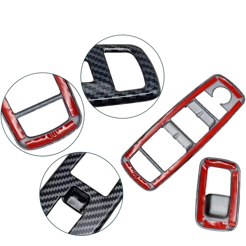 Für Dodge Charger 2016-2021 Inneres Fensterheber-Panel-Zierleiste Schwarz Kohlefaser ABS Dekoration Innenraum Fenster-Schalter-Abdeckung Zierleiste 4 Stück