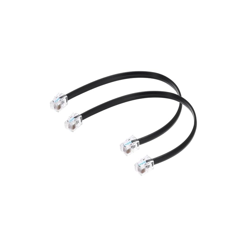 uxcell 2-Pack Telephone Cable Modular Cable 0.2m Telephone Extension Cord RJ12 6P6C Female Telephone Cable Relay Extension Adapter Replacement Repair