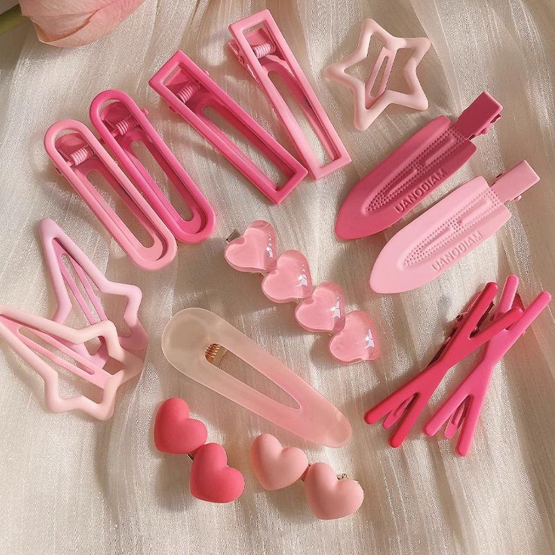 Süße, schöne rosa Dopamin-Haarspange für Frauen, Kawaii-Metall-Haarnadel, Mädchen-Haar-Accessoires, Pony, gebrochene Haarspangen, Seitenspangen