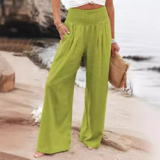 2026 Spring/Summer Women's Casual Loose Cotton Ruched Distressed Mid-rise Pants