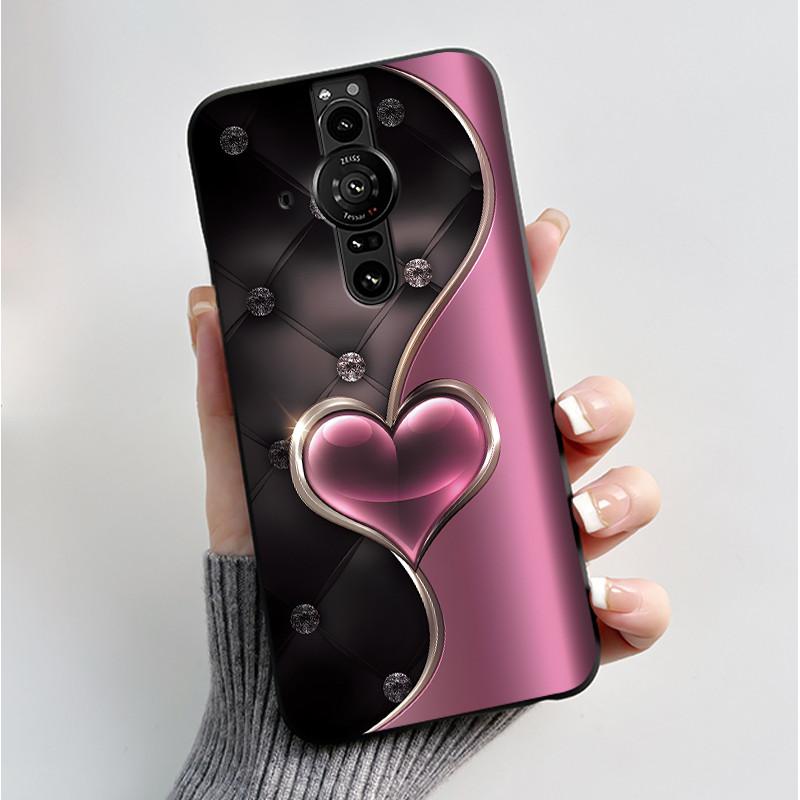 Printing Pattern Case For Sony Xperia Pro-I Fundas Soft Silicone Black Shell Cover Cute Flower Cartoon Casing Capa Coque