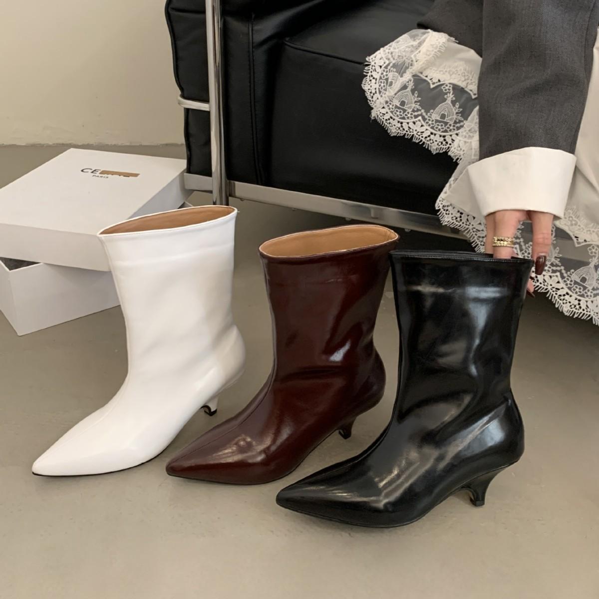 

2025 new summer pointed stiletto medium tube thin fashion Martin women s boots knight women s Martin women s boots 40 бежевый