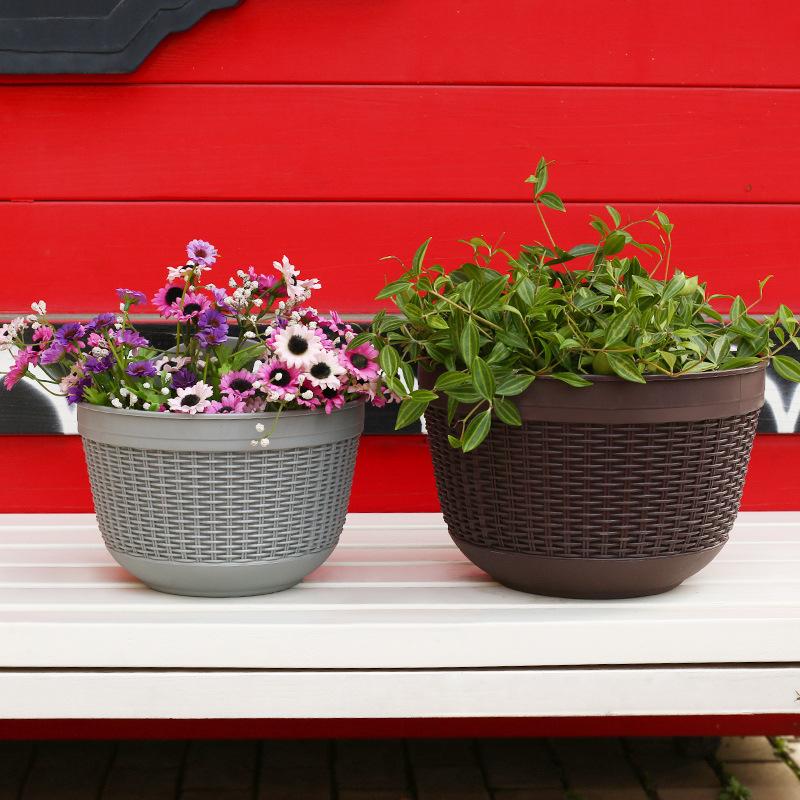 Semi-Circular Wall-Mounted Flower Pot Plastic Imitation Rattan Hanging Succulent Green Radish Special Balcony Decoration Contain