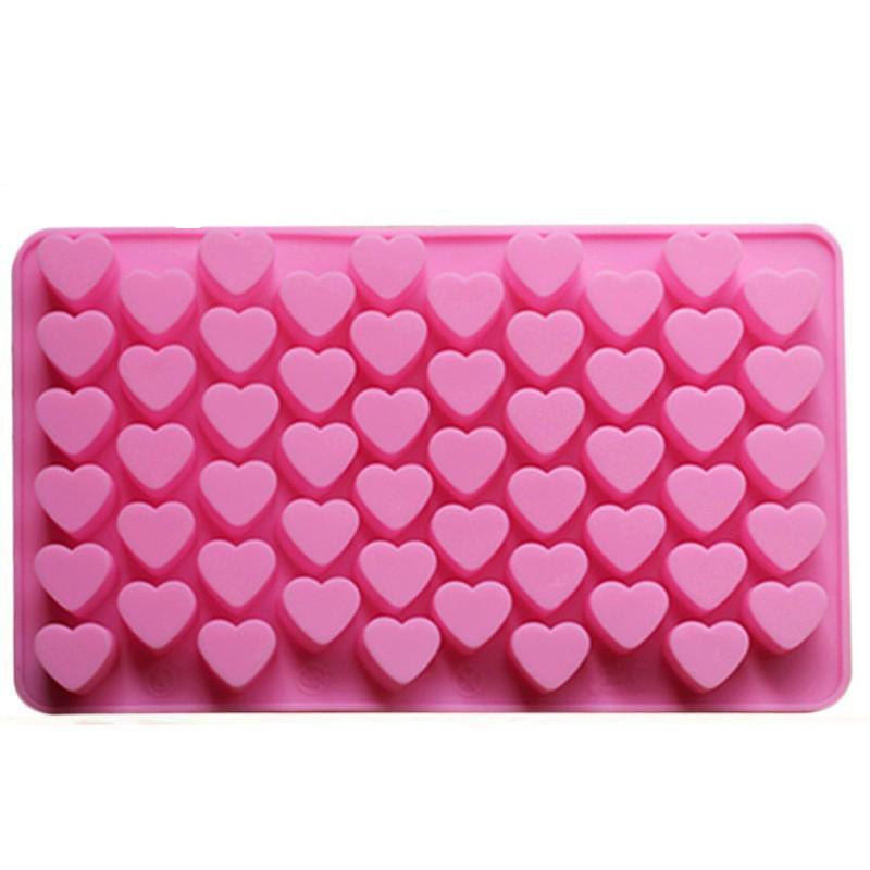 Heart Shaped Silicone Soap Mold 55 Grids Food Grade Non-stick Tray for Chocolate Cookie Cake Baking DIY