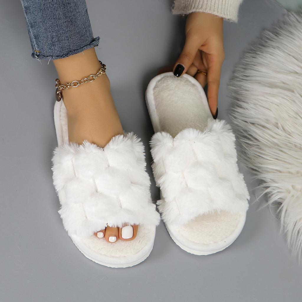 Open Turtle Plush Plush Slippers for Women Autumn and Winter Indoor Home Household Warm Slippers Comfortable and Breathable Slippers All Year