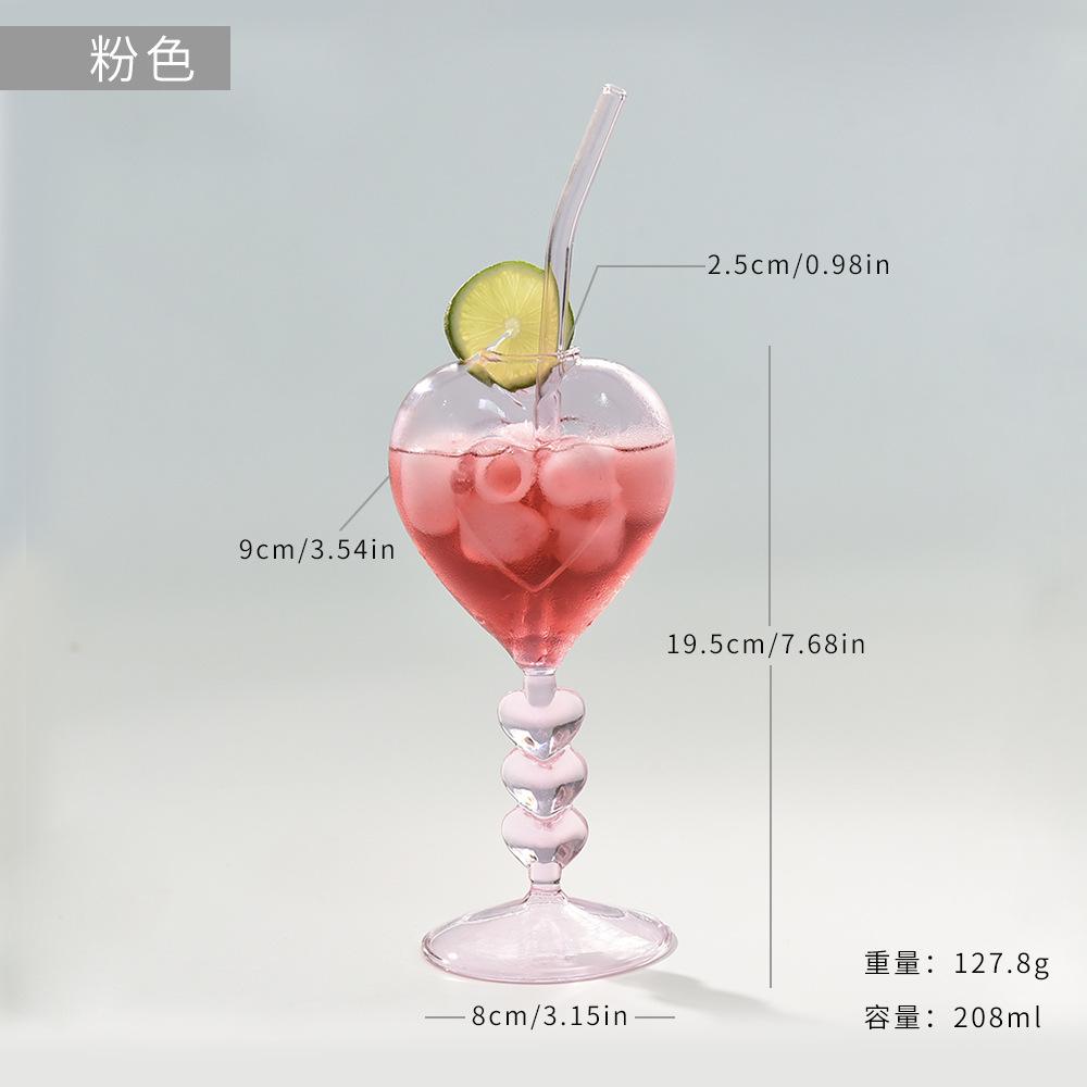 1 Stück 208ml 7oz Ins Love Cocktailgläser Tasse Kreatives Glas Rotweinglas Weinglas Herzförmig Stiel-Kelchglas