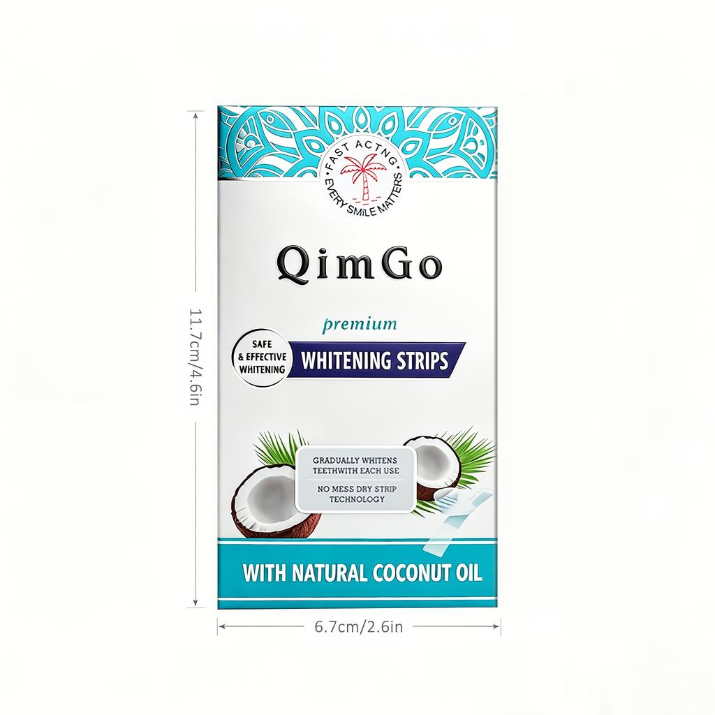 Coconut Oil Teeth Whitening Strips - 14 Pairs Non-Slip Dry Strip Technology for Home Use