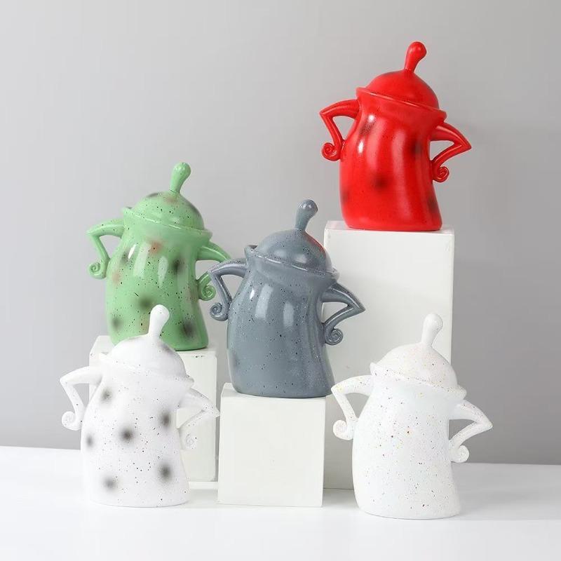 Creative Resin Storage Container with Waist Decoration Candy Box Multi-functional Home Seal Nut Medicinal Material Storage Jar