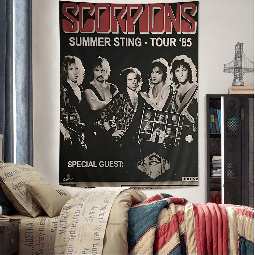Тканевое панно с принтом группы Scorpions Большое настенное панно Дешевое настенное панно в стиле хиппи Богемные настенные панно Мандала INS Домашний декор 74x94cm(29x37in)