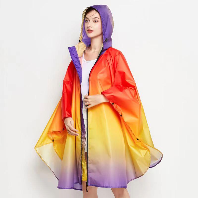 Bunter Damen Biker Regenmantel Leichter Regenmantel Poncho Herren Wasserdichter Umhang Regenmäntel Erwachsener Farbverlauf Motorrad Regenbekleidung