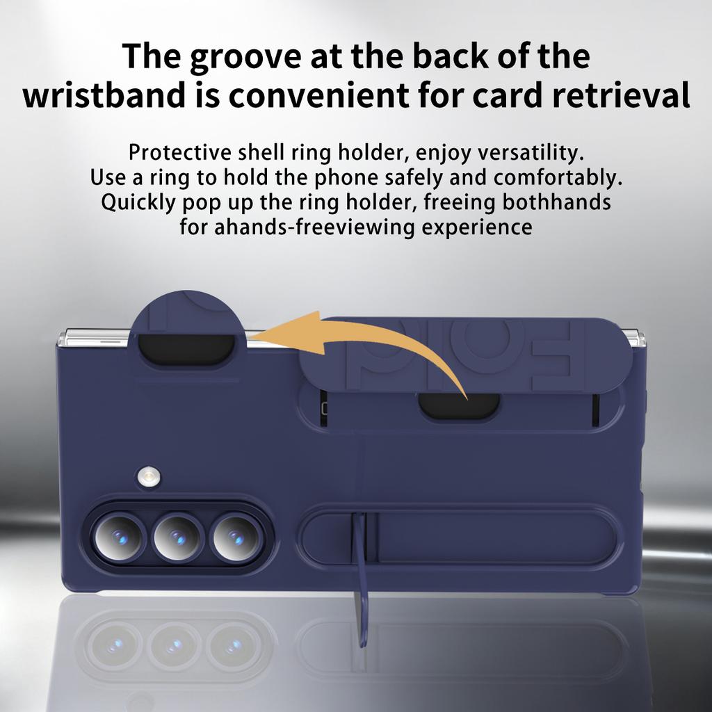Vertical Wristband Card Slot Kickstand Case for Samsung Z Fold7 5G Invisible Bracket Wrist Stand for Galaxy Z Fold 7 6 5 4 Cover