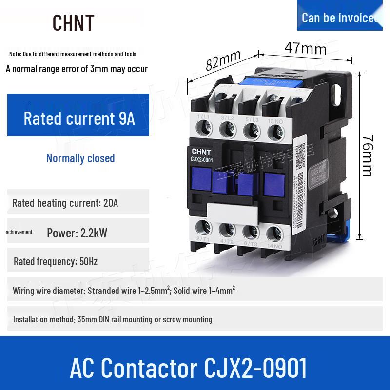 Chint CJX2 Three-Phase AC Contactor, 220v/380v, 95/6511, 12/18/321080/4011