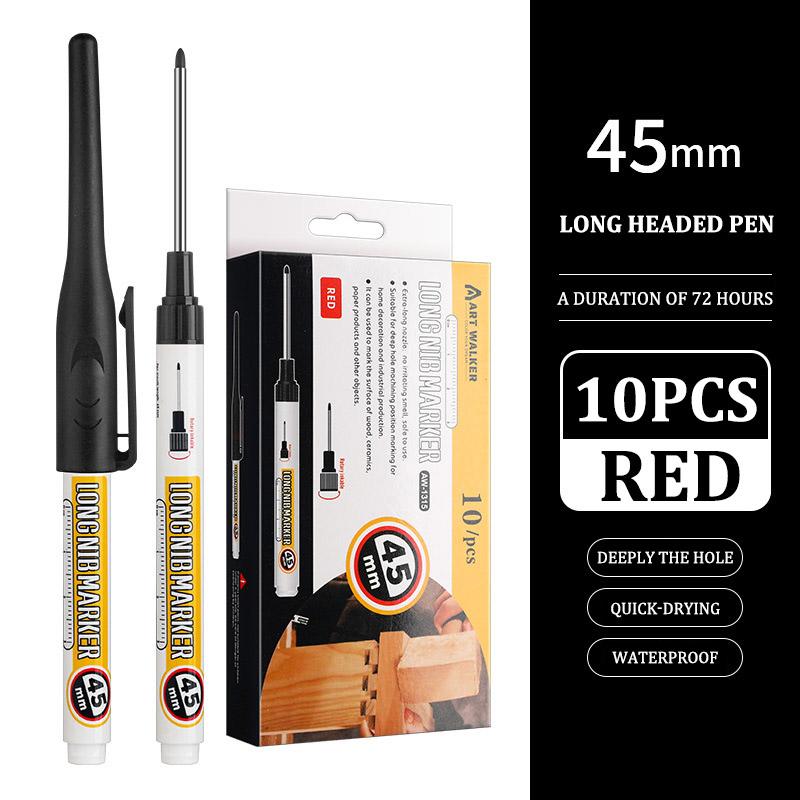 

45mm Long Nib Marker,Carpenter s Deep Hole Marking Pen,2mm Tip,A Duration of 72 Hours,Waterproof Non-Erasable,Long Headed Pen