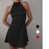 Rochie Mini Eleganta cu Buline, Decolteu Bardot, Fără Mâneci, Spate Decoltat, Talie Înaltă, Gât Legat de Gât, Stil Y2K, Modă de Vară, Petrecere Club, Vestidos