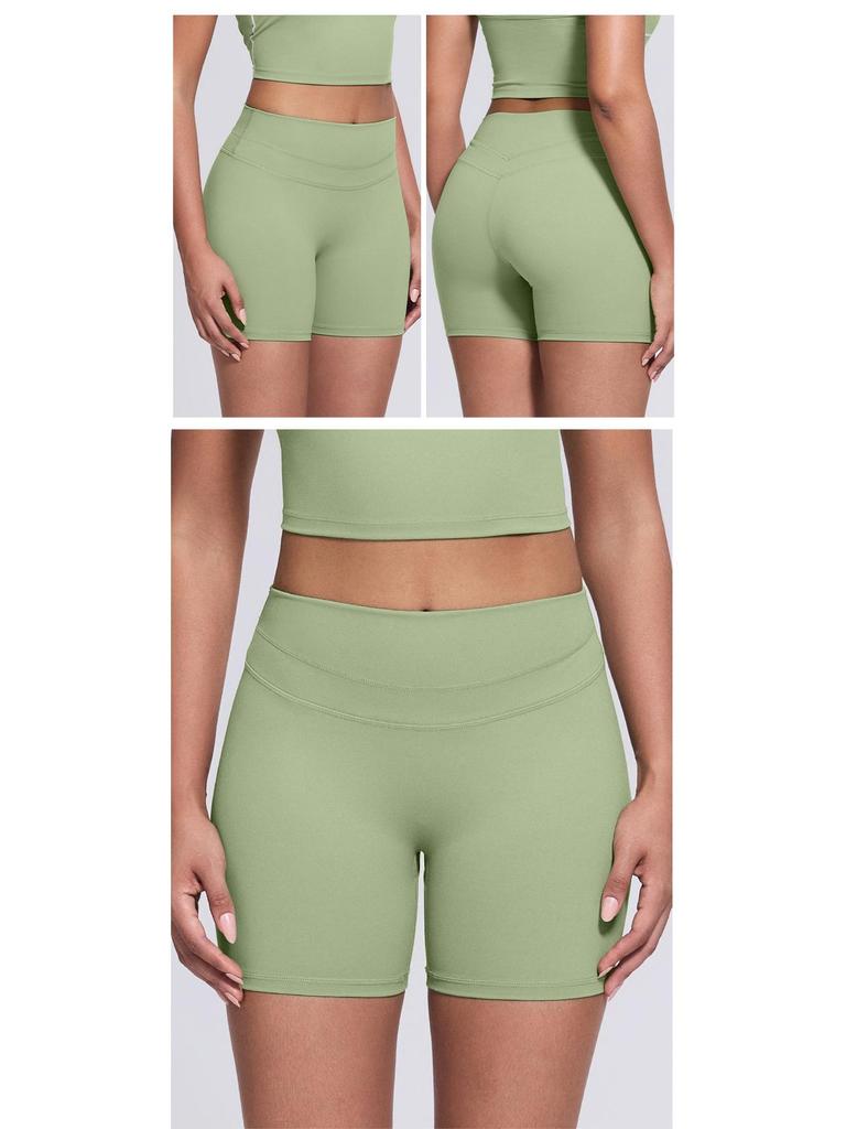 Women's High-Waist Yoga Fitness Shorts - Peach Hip, High-Elastic, Tight Athletic Wear