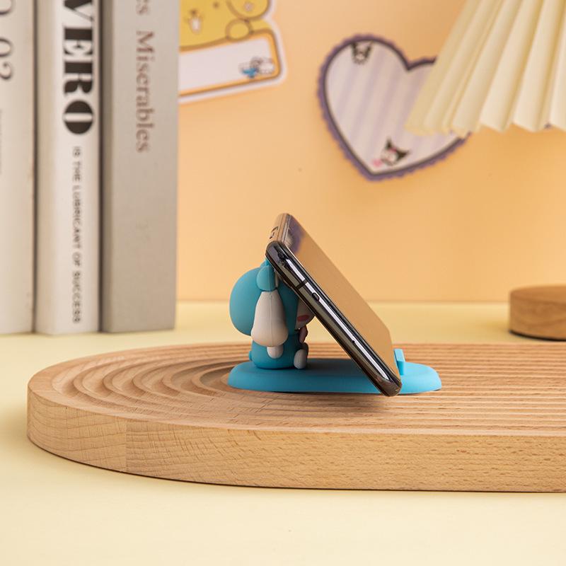 Sanrio Cartoon Figurine Phone Holder - Cute Desktop Ornament for Lazy Days, PVC Gift.