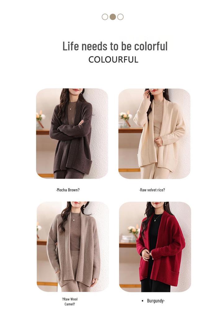 Korean Style Wool Knit V-Neck Cardigan - Loose Fit, Autumn/Winter Retro Sweater