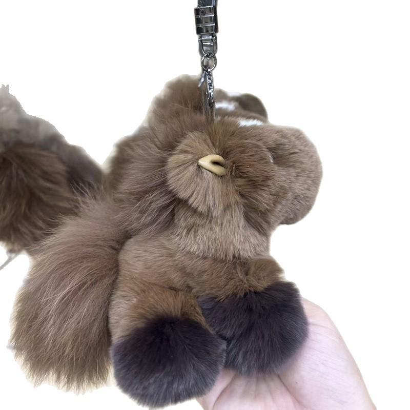 Rex Rabbit Fur Pony Keychain: Cute Cartoon Horse Doll Event Gift