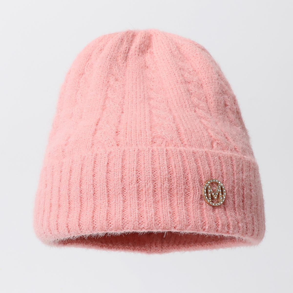 Knitted Hat Solid Color Versatile Warm Elastic Pullover Hat Foreign Gas Cold-Proof Hat one size [knitted]
