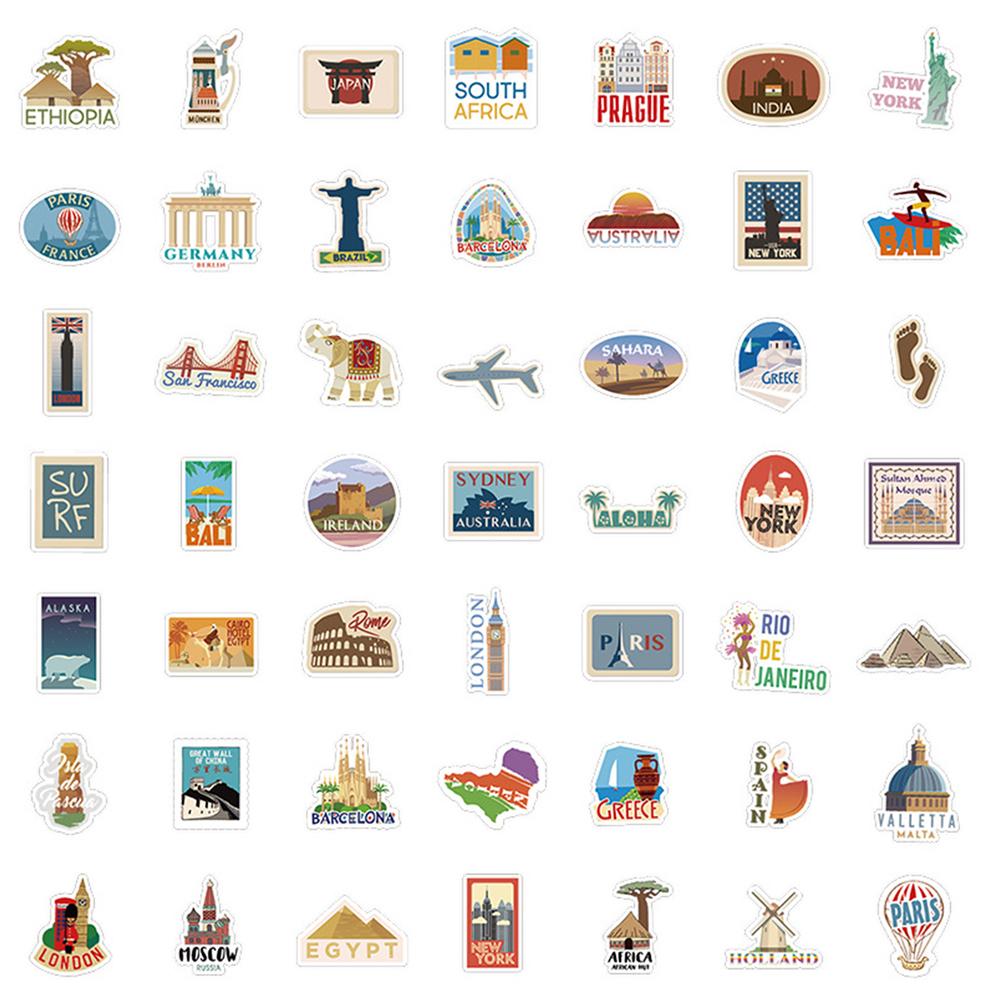 10/30/50/100PCS World Famous Building Stickers Aesthetic Travel Landmark Decal Graffiti DIY Phone Suitcase Luggage Wall Sticker